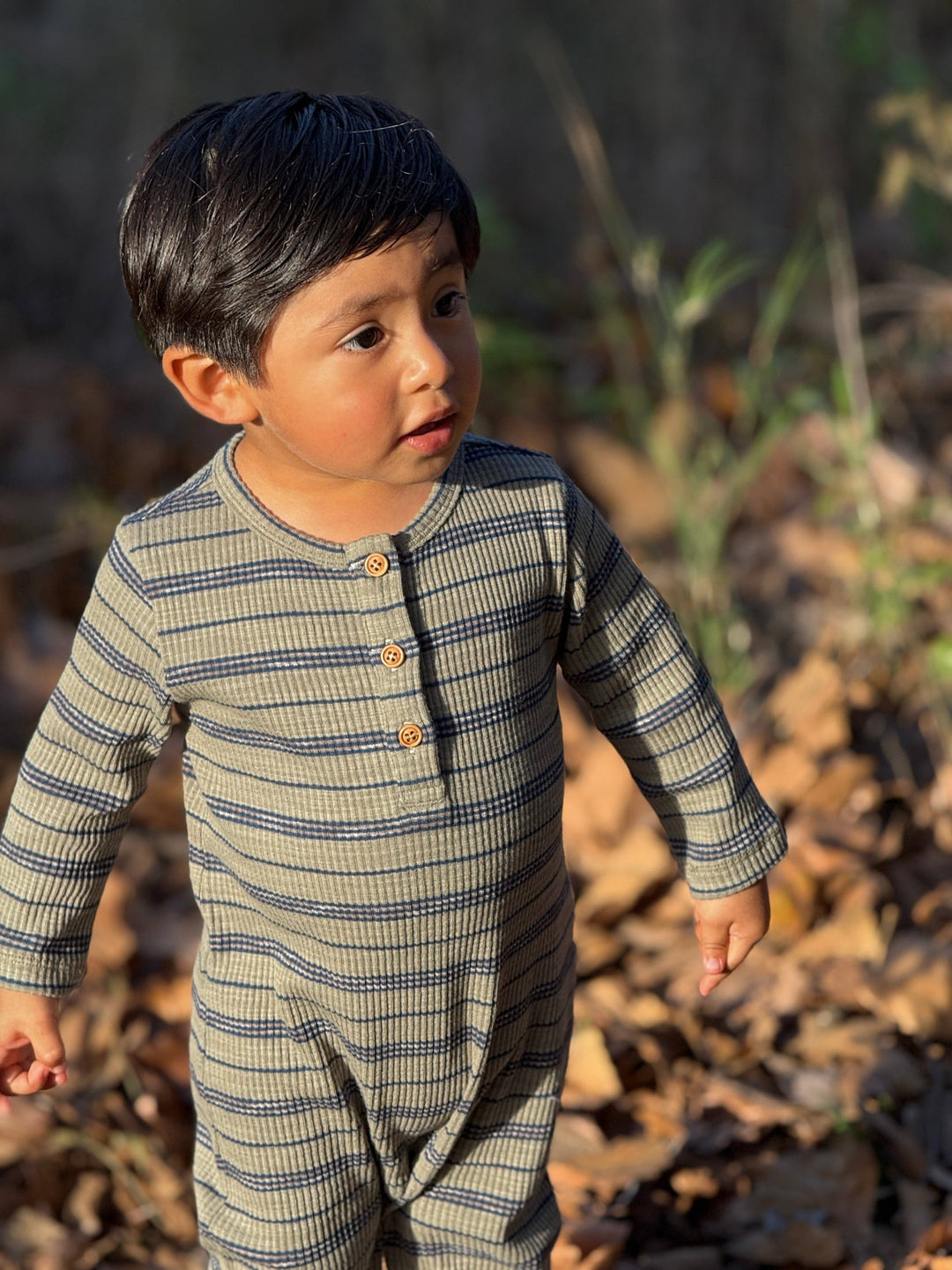 MASON Sage Ribbed Henley Romper: 3-6m