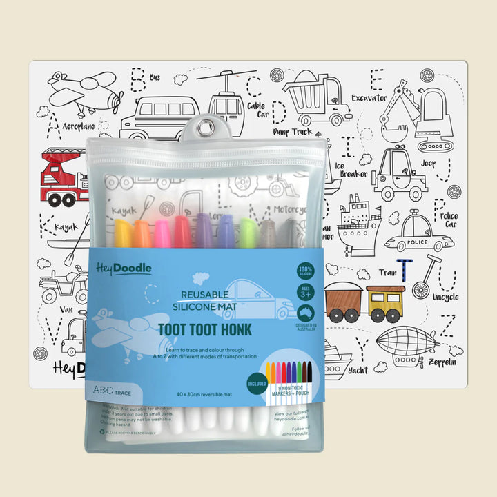 Toot Toot Honk Classic Coloring & Doodle Mat