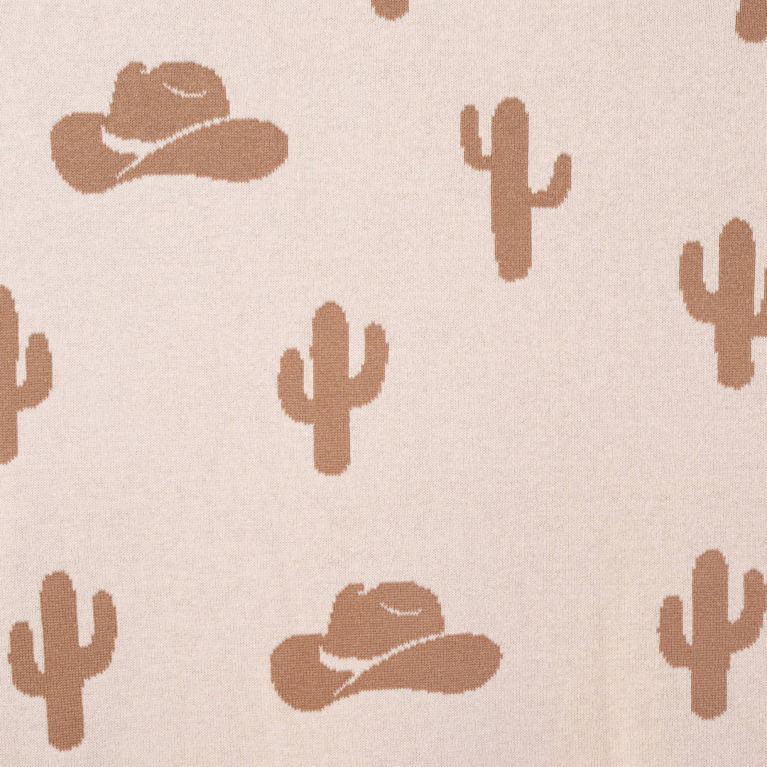 100% Cotton Western Baby Blanket, Knitwear 2 Sides Cactus