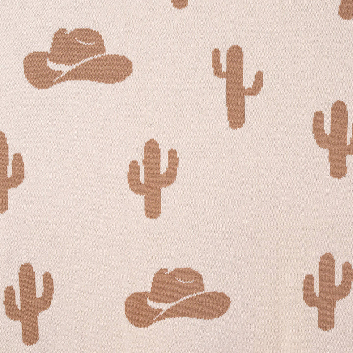 100% Cotton Western Baby Blanket, Knitwear 2 Sides Cactus