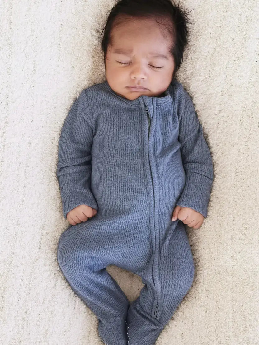 Bamboo Waffle Sipper Footie- Lake