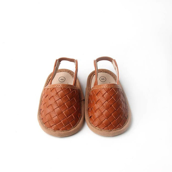 Woven Leather Baby Sandals: Tawny
