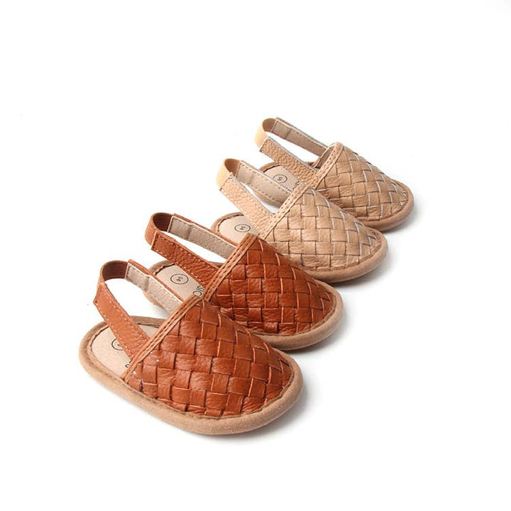 Woven Leather Baby Sandals: Tawny
