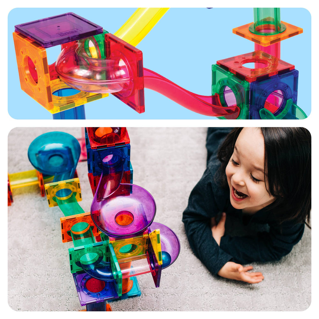 PicassoTiles Magnetic Marble Run Set STEM Toy: 50-Piece Set