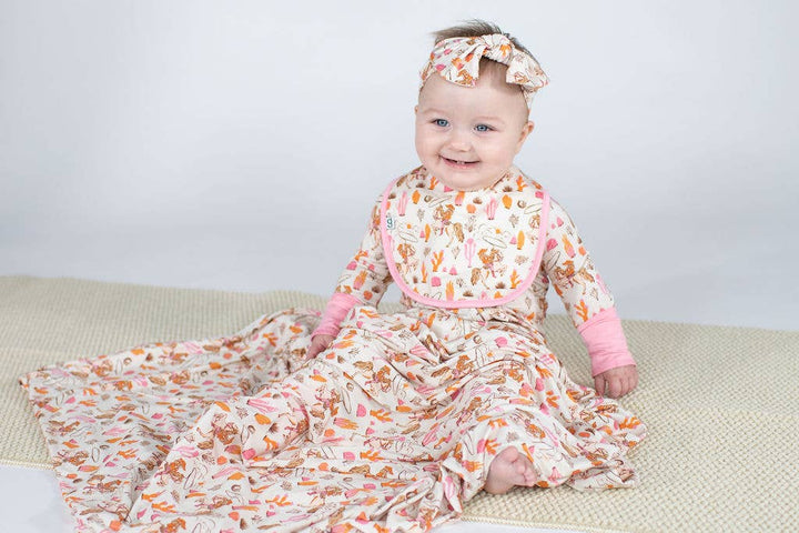 Saddle Up, Cowgirl Toile  - LS Convertible Zip PJs: 0-3 mo