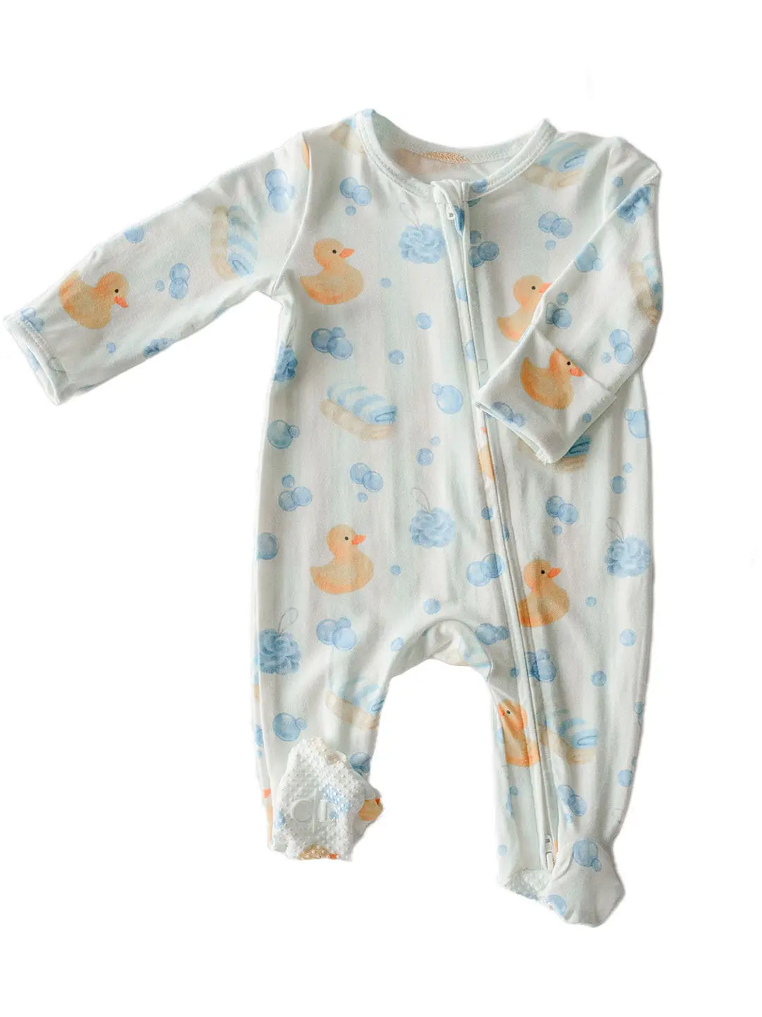 Bubble Ducky Zipper Footie- Blue