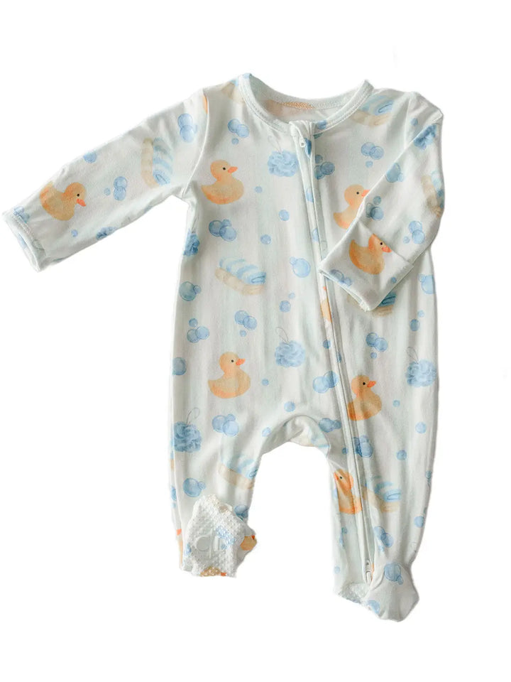 Bubble Ducky Zipper Footie- Blue