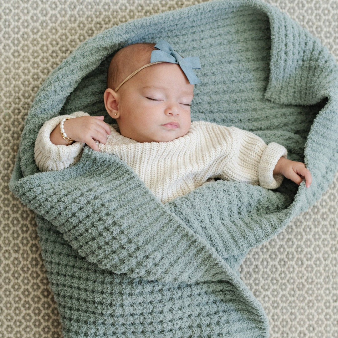 WAFFLE KNIT RECEIVING BLANKETS: Elm