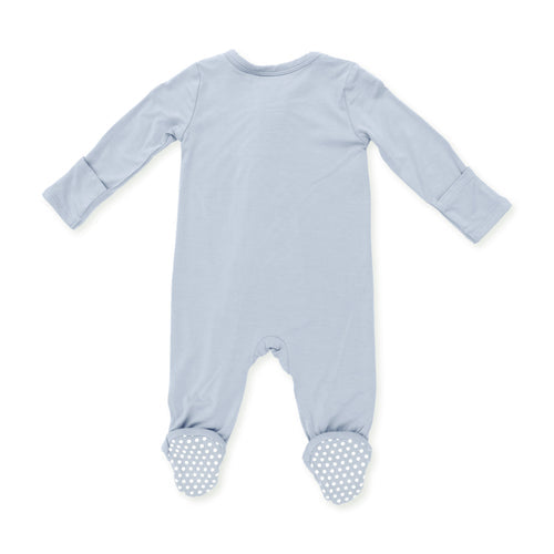 Solid Blue Fog Zip Footie