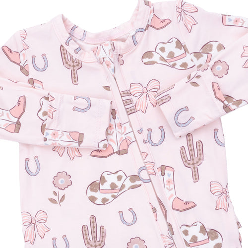 Cowgirl Boots and Bows Zip Footie