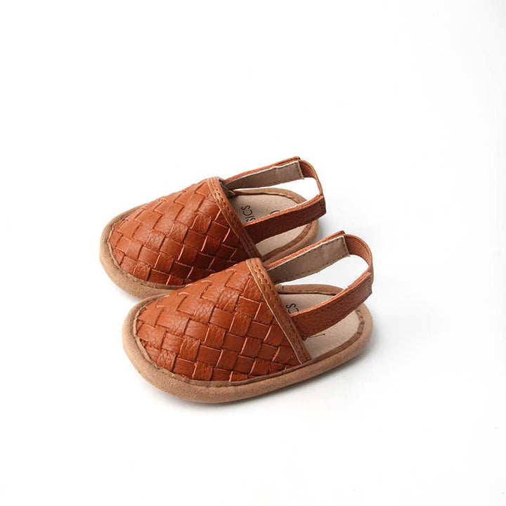 Woven Leather Baby Sandals: Tawny