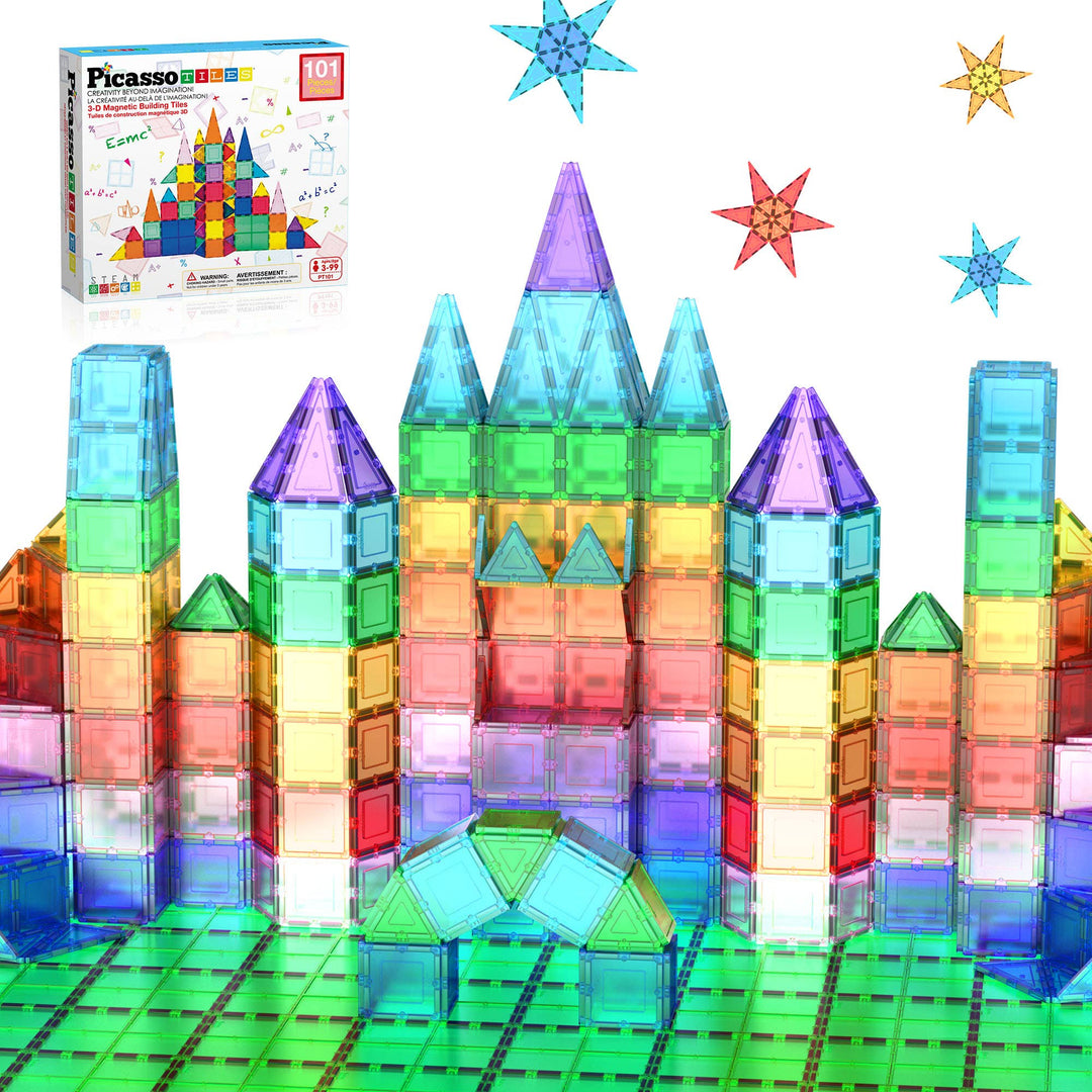 PicassoTiles 101pc Magnetic Tile Building Set STEM Toy