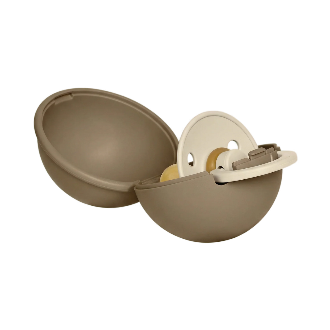 BIBS Colour Pacifier Round Latex with Case- Dark Oak