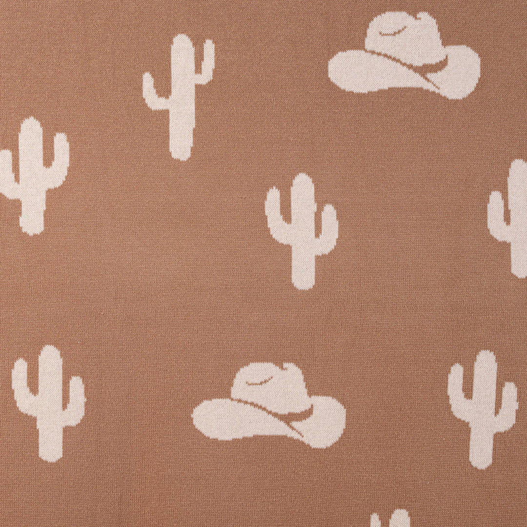 100% Cotton Western Baby Blanket, Knitwear 2 Sides Cactus