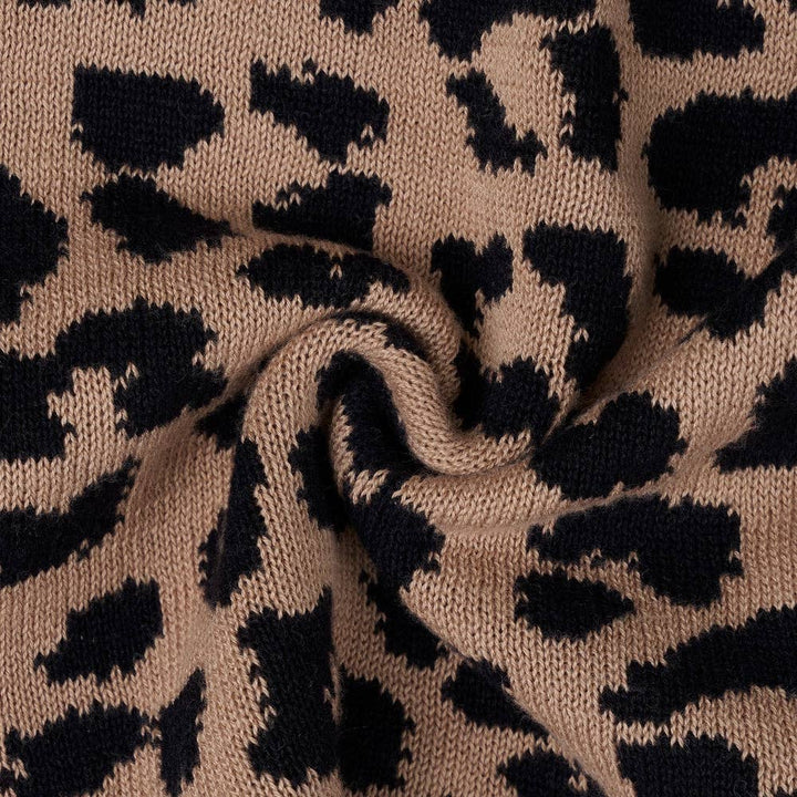 Leopard Baby Knit Button Romper: Leopard / 3-6M