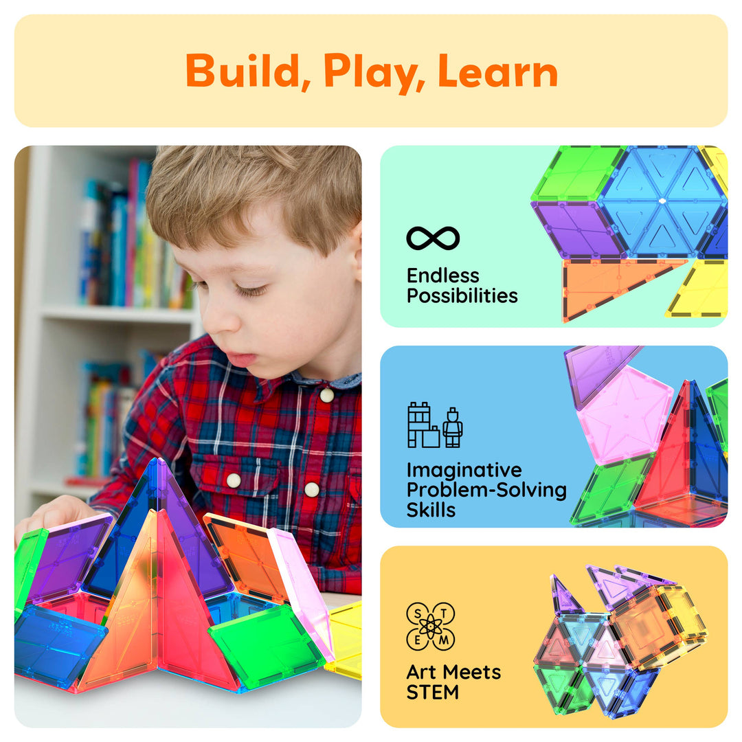 PicassoTiles 16pc Magnetic Tile Building Set STEM Toy