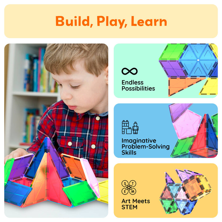PicassoTiles 16pc Magnetic Tile Building Set STEM Toy