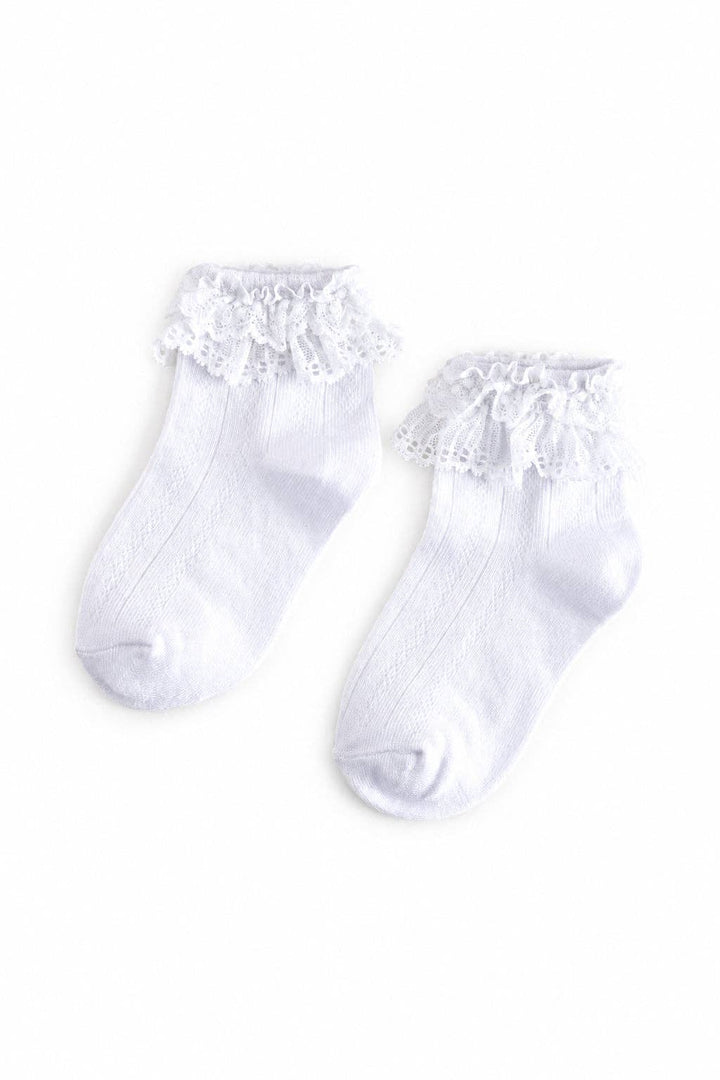 Lace Bobby Socks - White