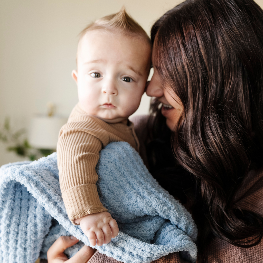 WAFFLE KNIT RECEIVING BLANKETS: Elm