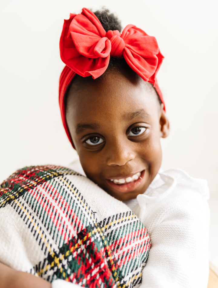 FAB-BOW-LOUS® soft nylon/spandex bow headband: cherry red