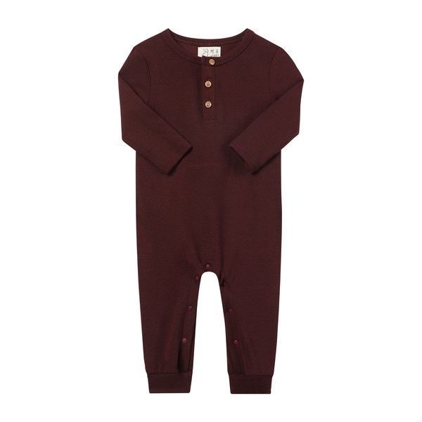 MASON Burgundy Henley Romper: 0-3m