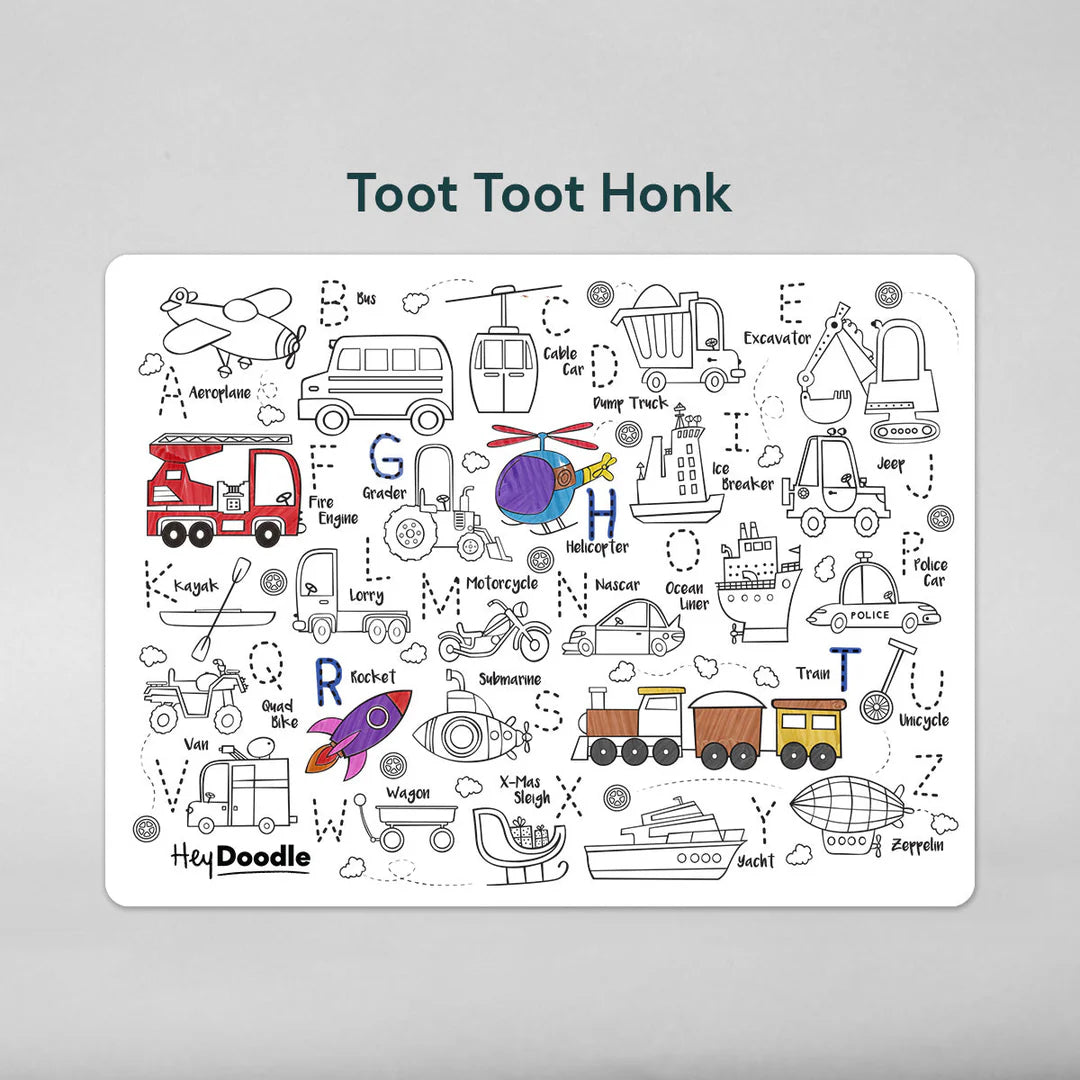 Toot Toot Honk Classic Coloring & Doodle Mat