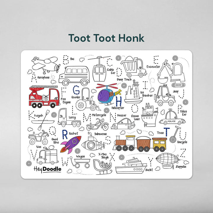 Toot Toot Honk Classic Coloring & Doodle Mat