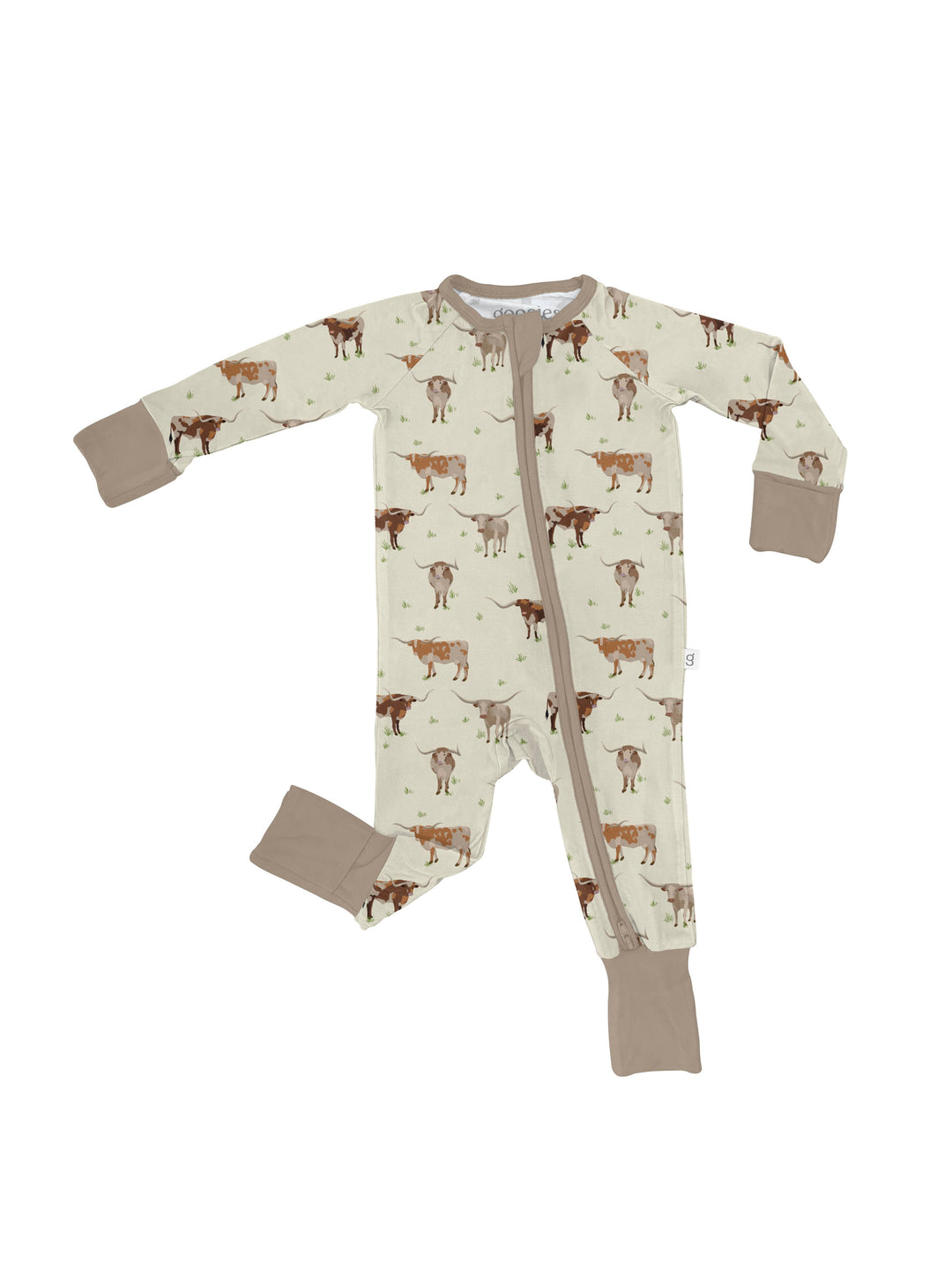 Longhorn Cows - Convertible Zip Pajamas: 0-3 months