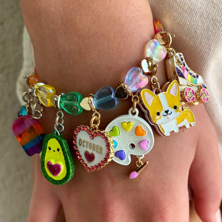 CHARM IT- Gold Rainbow Heart Stretch Bracelet