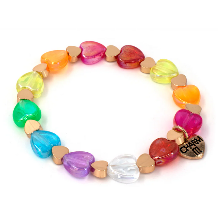 CHARM IT- Gold Rainbow Heart Stretch Bracelet