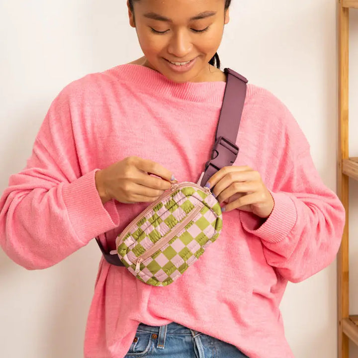 Puffy Small Hip Bag-Checkers