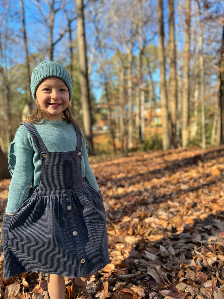 Autumn Charcoal Blue Pinafore Dress