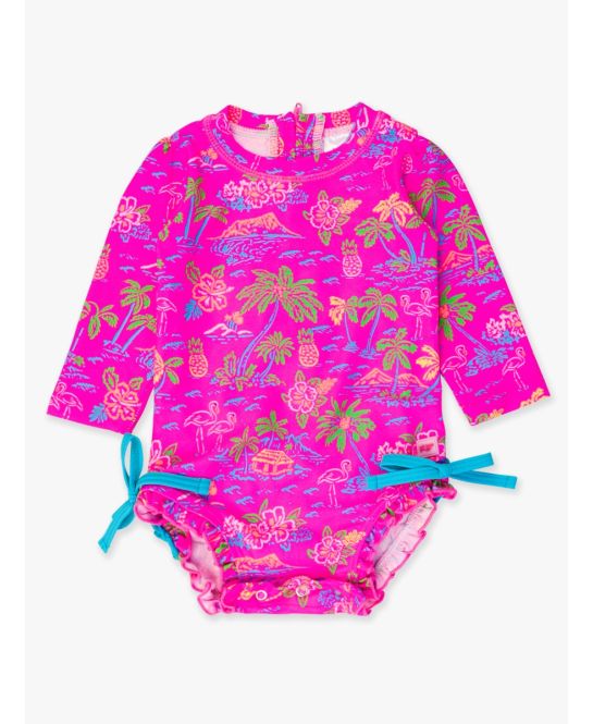 Neon Island Time One Piece Rash Guard