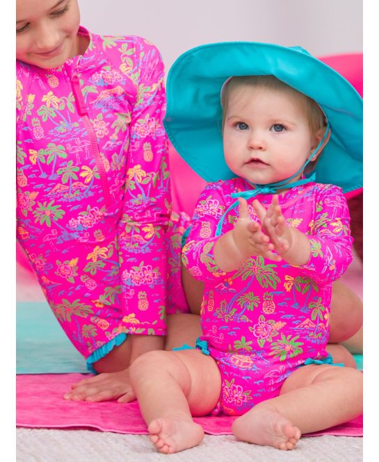 Neon Island Time One Piece Rash Guard