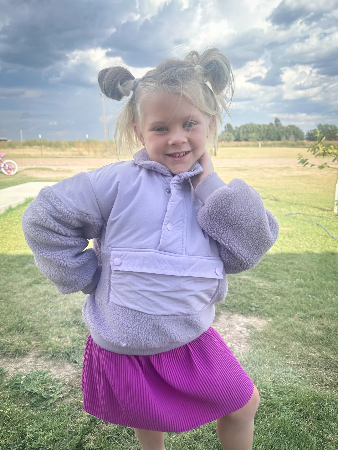 sherpa pullover- lavender fog