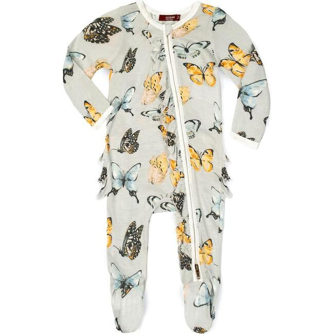 Butterfly Bamboo Zippered Footie