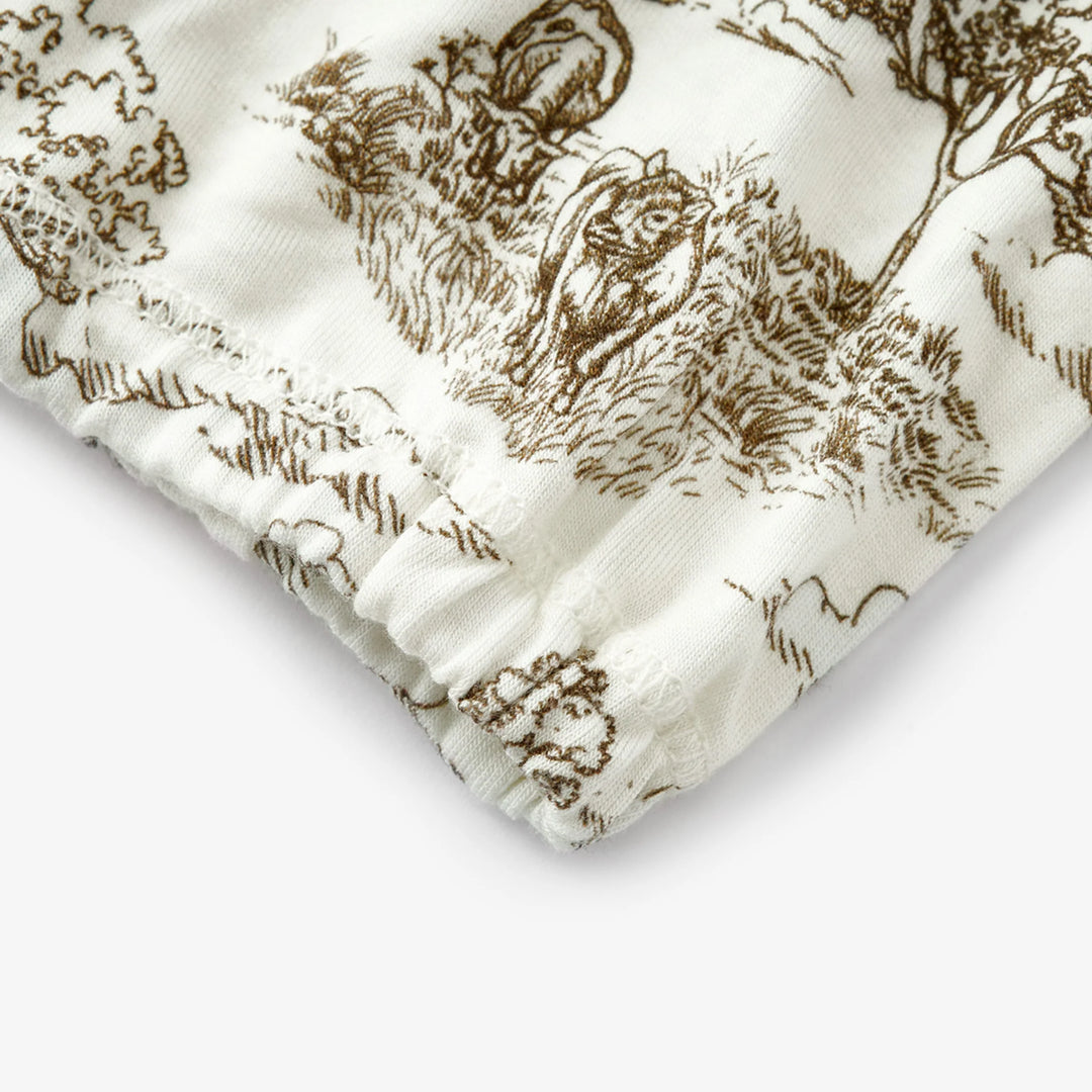 Country Toile Newborn gown and hat set