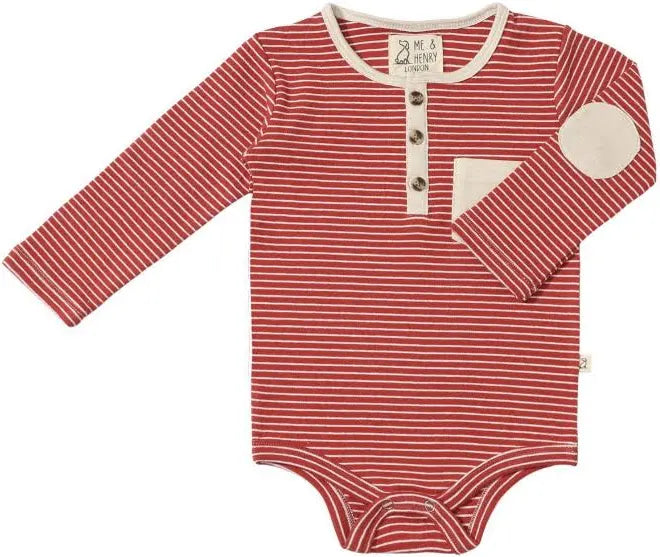 Red and Cream Henley Onesie