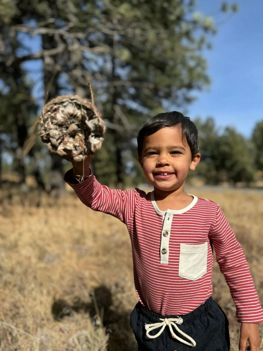 Red and Cream Henley Onesie
