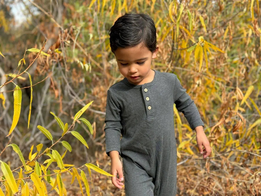 Charcoal mason ribbed henley romper