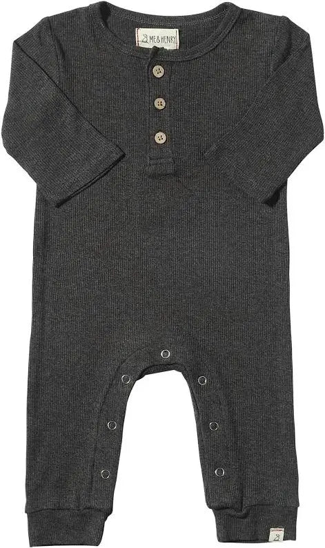 Charcoal mason ribbed henley romper