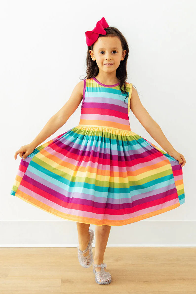 Cheerful Stripe Tank Twirl Dress
