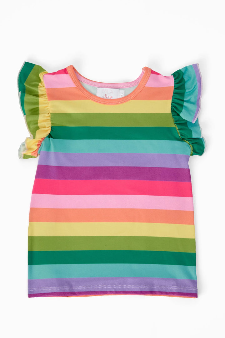 Cheerful Stripe Ruffle Tee