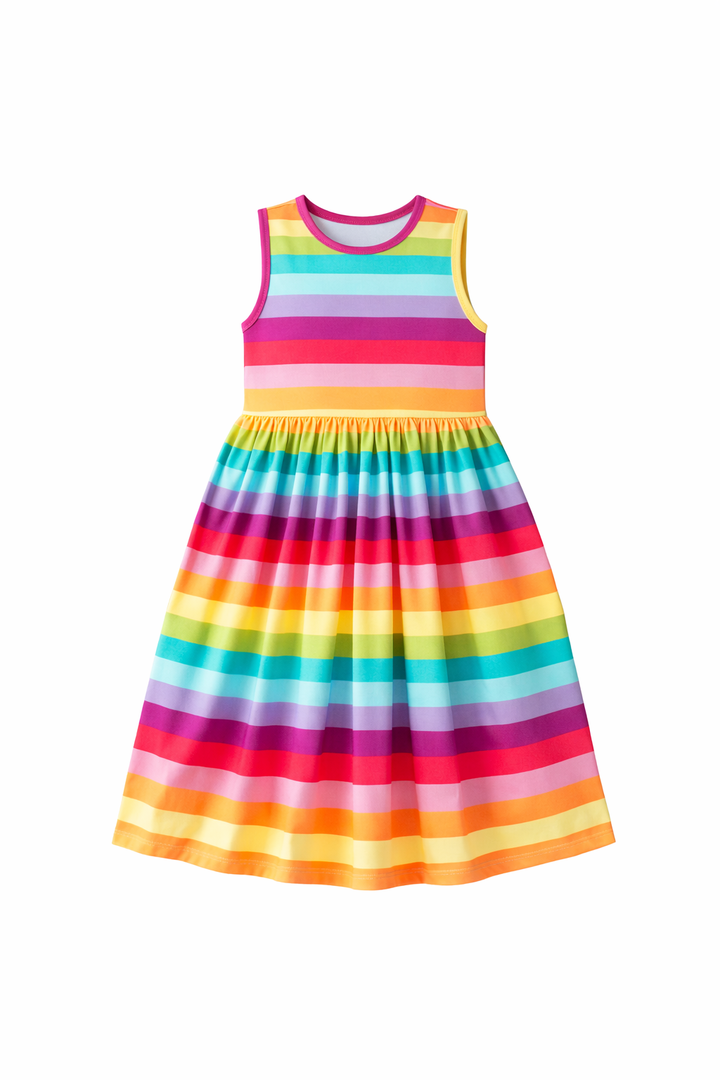 Cheerful Stripe Tank Twirl Dress