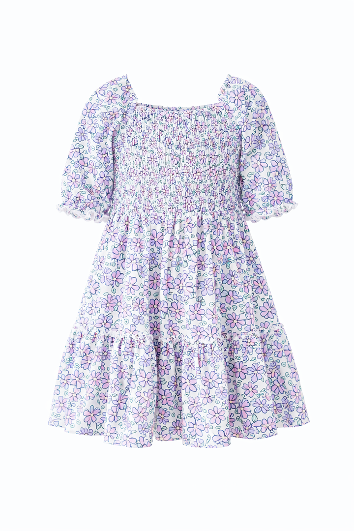 Lavender Smocked Ruffle Dress