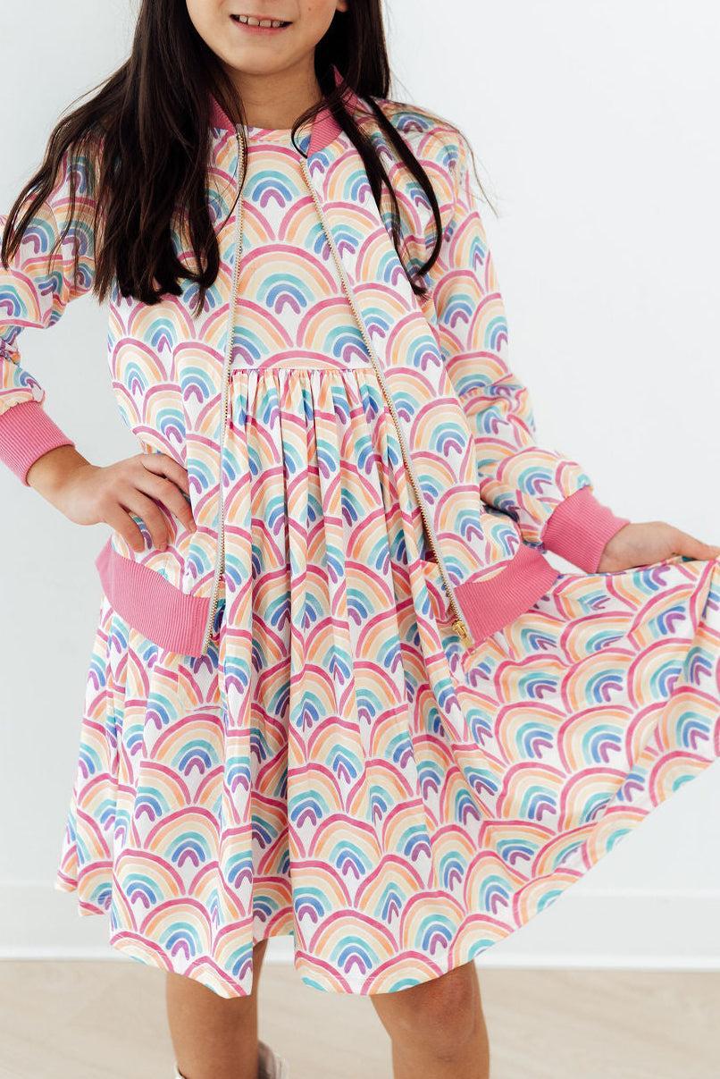 Watercolor Rainbow Twirl Dress
