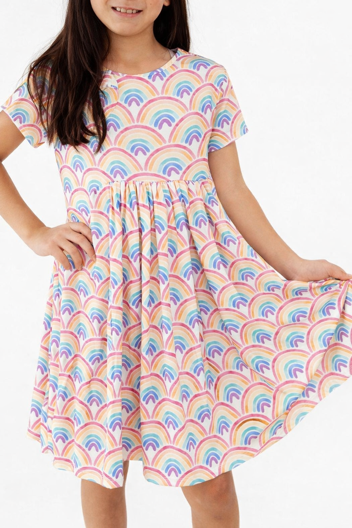 Watercolor Rainbow Twirl Dress
