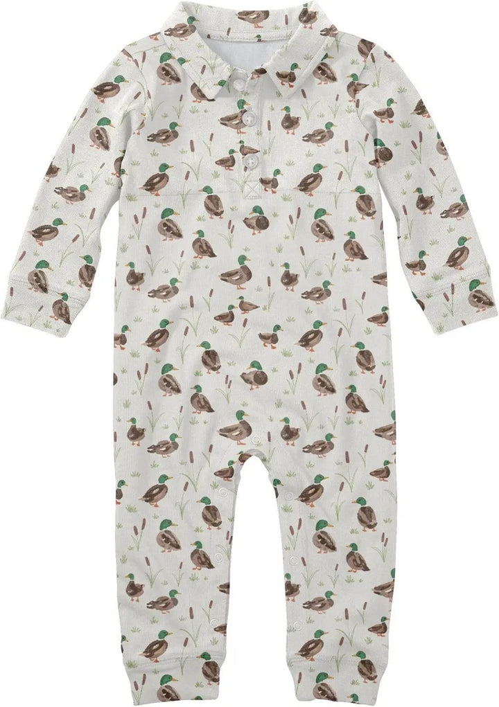 Mallard Drake Sweatshirt Polo Romper