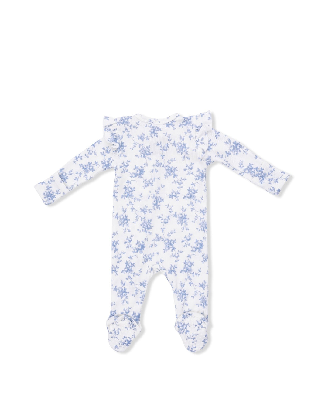 Baby Blue Vine Floral-Zipper Footie