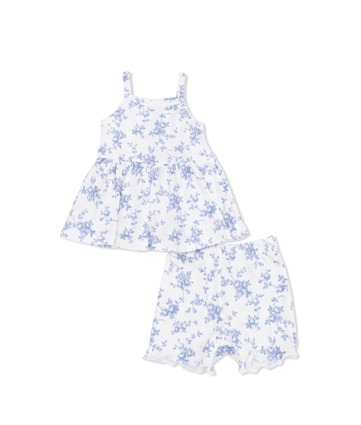 Baby Blue Vine Floral-Tank and Bike Shorts